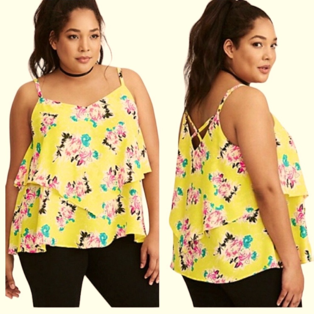 Torrid Bright with floral print Adjustable straps Crisscross Back…